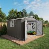 10 x 8 FT Outdoor Storage Shed, Large Metal Storage Shed, Lockable Door and Air Vent, Clear Window Garden Tool Shed for Bicycles, Tools, Lawnmowers