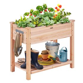 Raised Garden Bed, 34 x 18 x 30 in Wooden Planter Box, Elevated Outdoor Planting Boxes with Legs