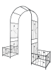 Metal Garden Arch with two plant stands 79.5'' Wide x 86.6'' High Climbing Plants Support Rose Arch Outdoor Black