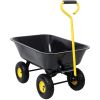 Metal Dumping Cart, 600lb Garden Cart Utility Yard Cart, Black Metal Large Bed,10 Inch Tires, for Lawn, Gardening, Construction