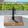Square Patio Umbrella Base, 42 lbs Concrete Heavy Duty Umbrella Base with Holder for 1.25"/1.5" Poles for Outdoor, Lawn, Poolside, Teak
