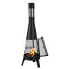 Chiminea, 20 Inch Outdoor Wood Burning Firepit, Conical Fireplace for BBQ & Warming, Outside Wooden Fire Pit with Grill Mesh