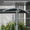 2-Seater Outdoor Porch Swing with Canopy and Table, Patio Swing Chair for Garden, Poolside, Backyard, Black
