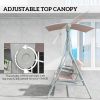 2-Seater Outdoor Porch Swing with Canopy and Table, Patio Swing Chair for Garden, Poolside, Backyard, Beige