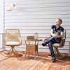 Patio Swivel Chairs Set of 2, Rattan Patio Dining Chairs with Soft Cushions for Backyard, Lawn, Porch, or Garden, Khaki