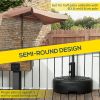 Half Round Umbrella Base Sand or Water Filled Black Patio Stand Holder for Lawn Deck Backyard Garden Fit 1.5" or 2" Pole