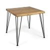 5 PCS Outdoor Dining Set for 4, Square Table with Acacia Wood Top & Rattan Chairs, 32.5" Modern Furniture Set for Patio, Deck, Backyard, Porch