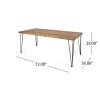 7 PCS Outdoor Dining Set for 6, Rectangular Table with Acacia Wood Top & Rattan Chairs, 72" Large Modern Furniture Set for Patio, Deck, Backyard