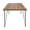 7 PCS Outdoor Dining Set for 6, Rectangular Table with Acacia Wood Top & Rattan Chairs, 72" Large Modern Furniture Set for Patio, Deck, Backyard