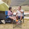 Portable Folding Camp Table 18.5"×18.5" – Ultralight 2 lb, 44 lb Load, 600D Oxford Top, Built-in 2 Cup Holders, Pop-Up Setup