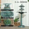 Bird Bath Bowl, 3-in-1 Pedestal Birdbath with Bird Feeder and Flower Planter, Large Water Basin, Outdoor, Green