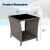 PPL Outdoor Side Tables for Patio - Tempered Glass Top Small Patio Wicker Table with Storage Shelf for Balcony & Porch, Durable PE Rattan & Iron Frame