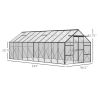 20' x 8' Aluminum Greenhouse Polycarbonate Walk-in Garden Greenhouse with Adjustable Roof Vent, Rain Gutter & Sliding Door for Winter, Clear