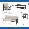 5-Piece Metal Patio Furniture Set, 5-Seat All-Weather Conversation Sofa with 4 Inches Thick Beige Cushions, Khaki Frame
