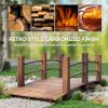 5 ft Fir Wood Garden Bridge with Side Railings, Arc Walkway for Backyards, Gardens & Streams, Stained Wood