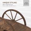 3.3ft Wooden Garden Bridge Arc Footbridge with Half-Wheel Style Railings & Solid Fir Construction, Stained Wood