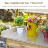 Potting Bench Table Natural Wood with Storage Cabinet Open Shelf Steel Tabletop Garden Station