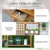 Outdoor Wooden Potting Bench Table with Shelves Drawer Workstation Brown