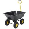 Metal Dumping Cart, 600lb Garden Cart Utility Yard Cart, Black Metal Large Bed,10 Inch Tires, for Lawn, Gardening, Construction