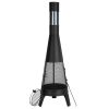 Chiminea, 20 Inch Outdoor Wood Burning Firepit, Conical Fireplace for BBQ & Warming, Outside Wooden Fire Pit with Grill Mesh