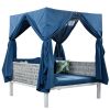 U_Style Outdoor Patio Sunbed with Curtains, High Comfort, Suitable for Multiple Scenarios