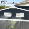 Storage shed, garden room, tool room, metal shed, light gray, dark gray