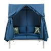 U_Style Outdoor Patio Sunbed with Curtains, High Comfort, Suitable for Multiple Scenarios