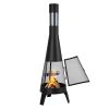 Chiminea, 20 Inch Outdoor Wood Burning Firepit, Conical Fireplace for BBQ & Warming, Outside Wooden Fire Pit with Grill Mesh