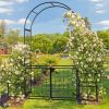 7.2ft Black Iron Garden Arch with Arched Top and Gate Metal Arbor Trellis with Planter Boxes Outdoor Decorative Archway for Climbing Plants Backyard L
