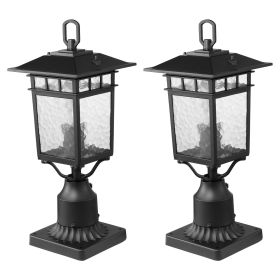2 Pack Dusk to Dawn Outdoor Post Light, 15.75 in, Waterproof Lamp Post Light Fixtures with 5.5 in Pier Mount Base Glass Shade