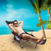 Foldable Camping Chair Collapsible Reclining Chair 330LBS Load Heavy Duty Steel Lawn Chair with Reclining Backrest Angle Cup Holder Pillow Side Pocket